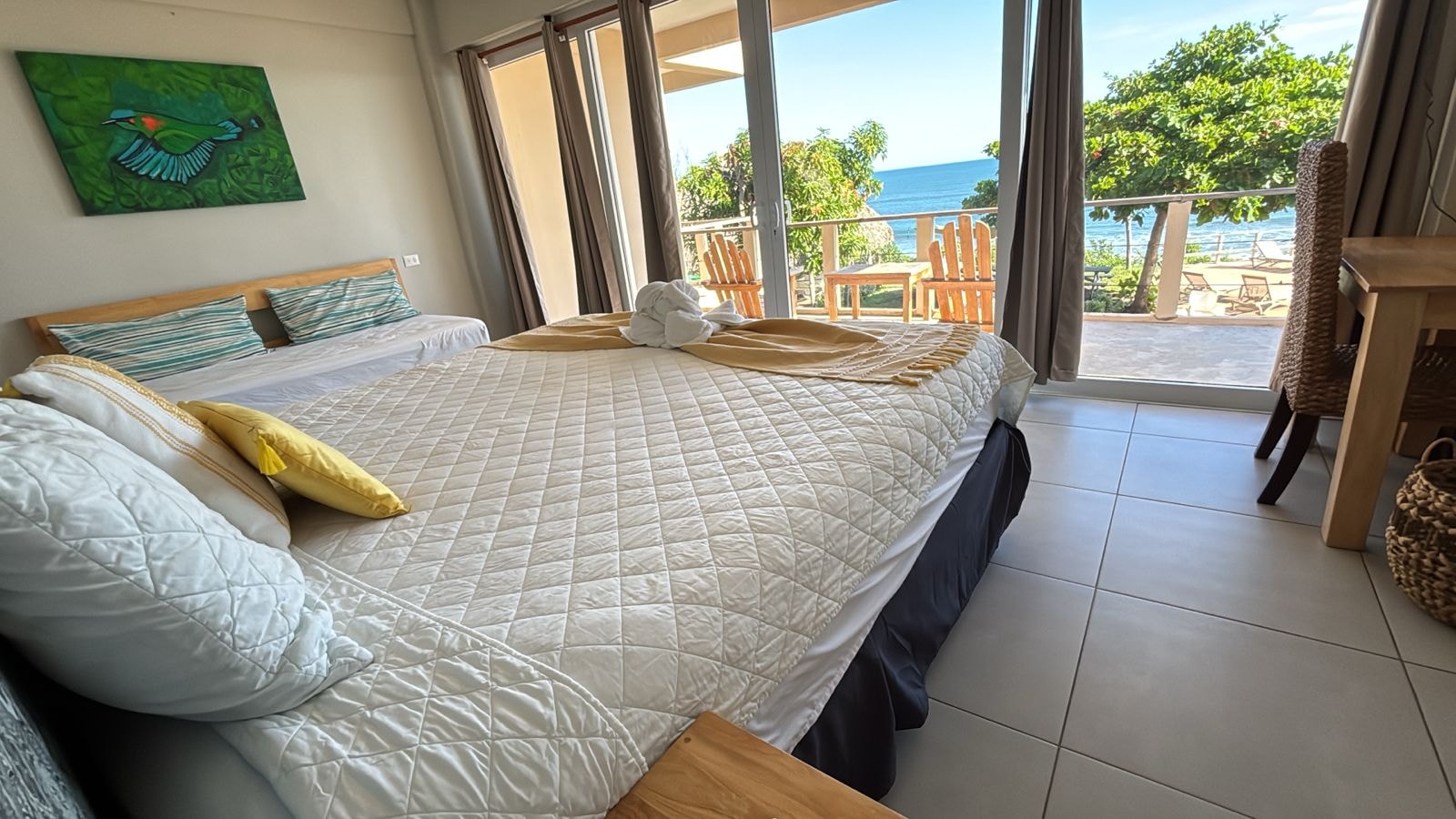Beachfront bedroom with ocean view