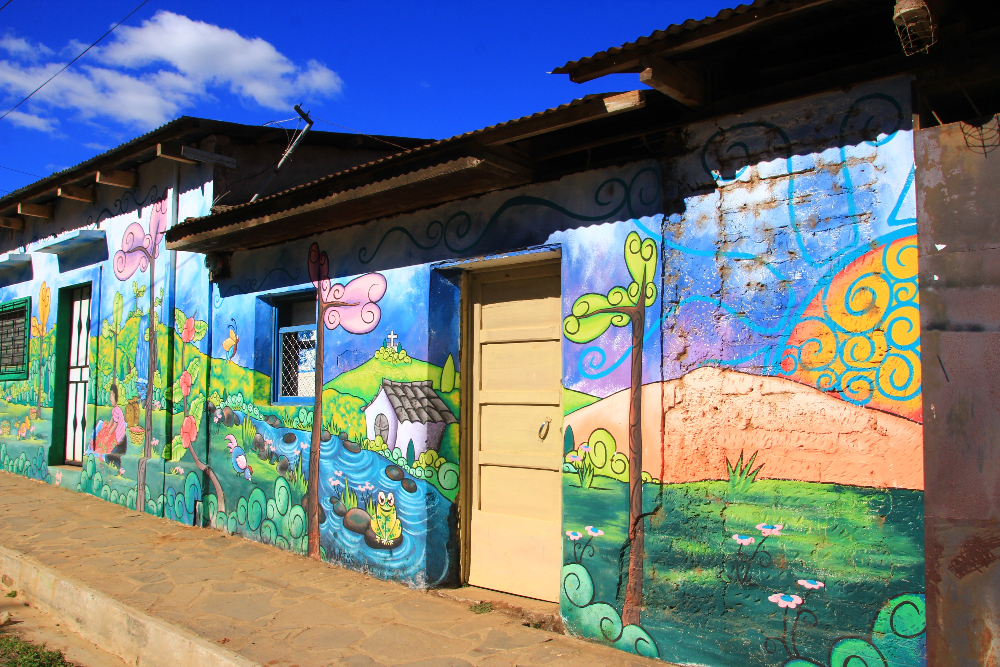 Colorful street murals El Salvador
